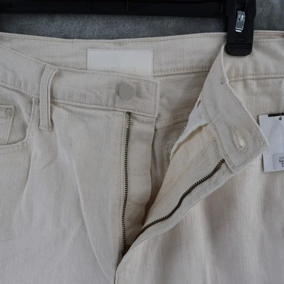 MOTHER The Rambler High Rise Ankle Jeans Women 32 Cream Straight Leg Classic NWT